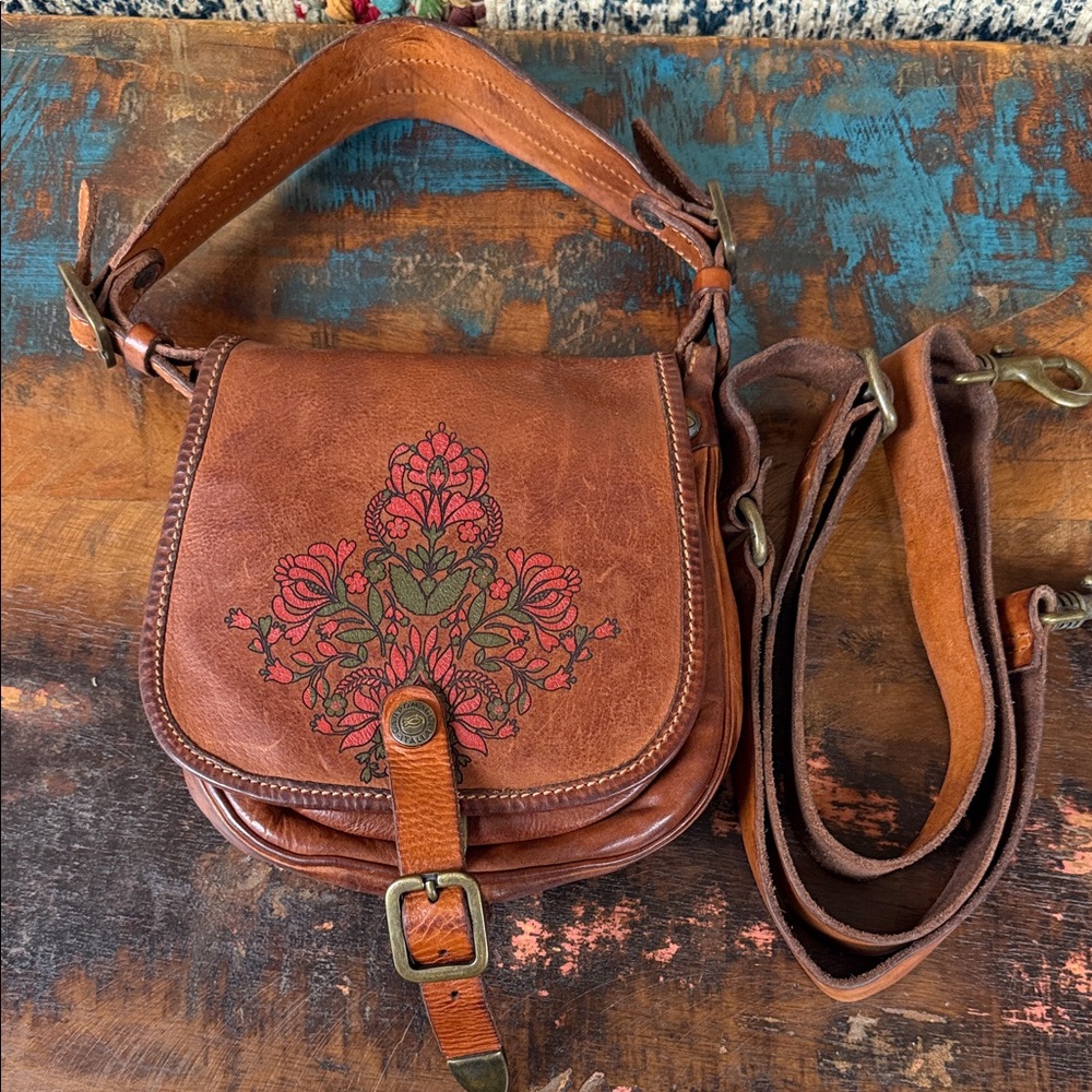 Campomaggi “Rose Print Crossbody Mini Saddle Bag”. New with tags.